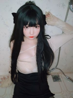[Косплей фото] Двумерная красота Furukawa kagura-ванная мокрое тело черный шелк